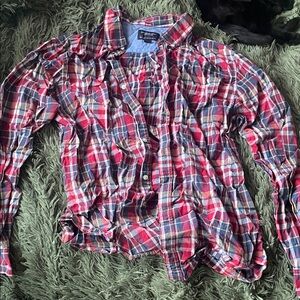 American Eagle Outfitters Red and Blue Plaid Shirt